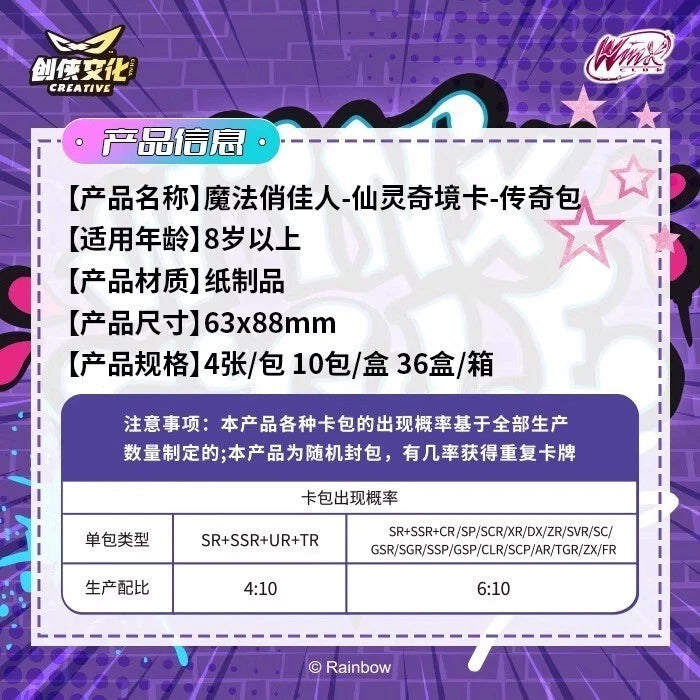 Chuangxia Culture ×  Winx Club Fairy Spirit Wonderland Anime Collection Trading Card 4cards/pack [OFFICIAL]